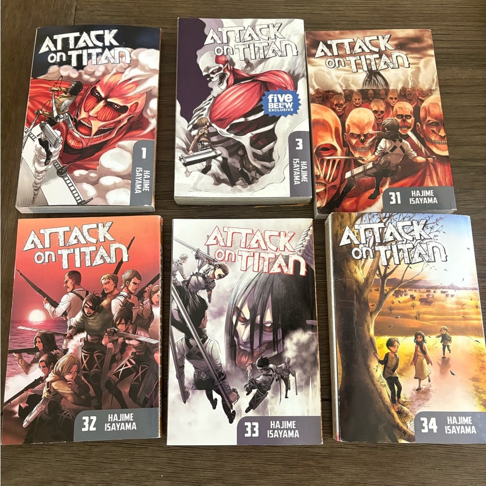 Attack on Titan Manga Volumes 1, 3, 31, 32, 33, 34
